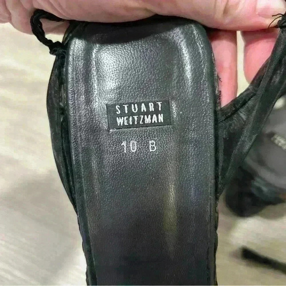 Stuart Weitzman Vintage Black Espadrilles Black Heel Wedges Women’s Size 10 - Picture 9 of 10